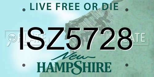 ISZ5728 New Hampshire License Plate