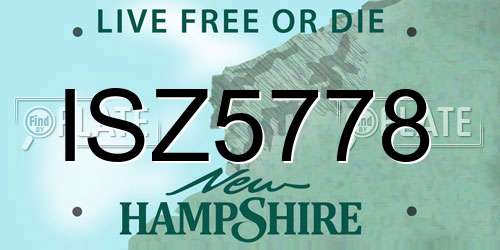 ISZ5778 New Hampshire License Plate