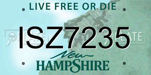 ISZ7235 New Hampshire License Plate