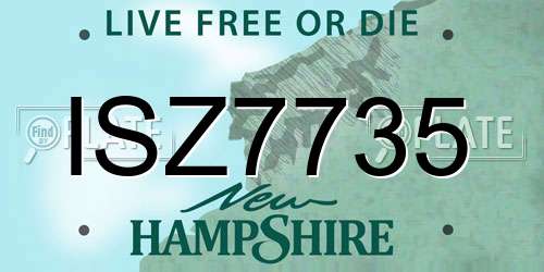 ISZ7735 New Hampshire License Plate