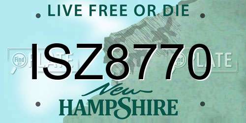 ISZ8770 New Hampshire License Plate