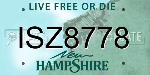 ISZ8778 New Hampshire License Plate