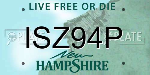 ISZ94P New Hampshire License Plate