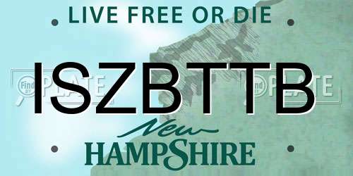 ISZBTTB New Hampshire License Plate