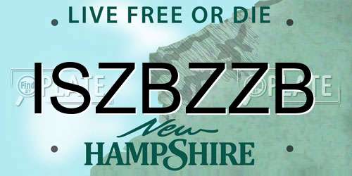 ISZBZZB New Hampshire License Plate