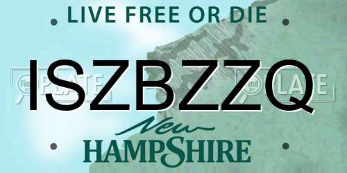 ISZBZZQ New Hampshire License Plate