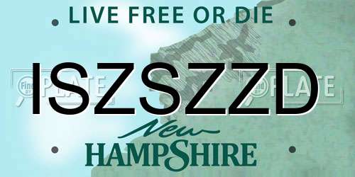 ISZSZZD New Hampshire License Plate