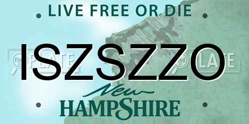 ISZSZZO New Hampshire License Plate