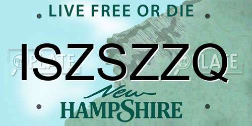 ISZSZZQ New Hampshire License Plate