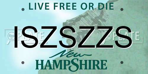 ISZSZZS New Hampshire License Plate