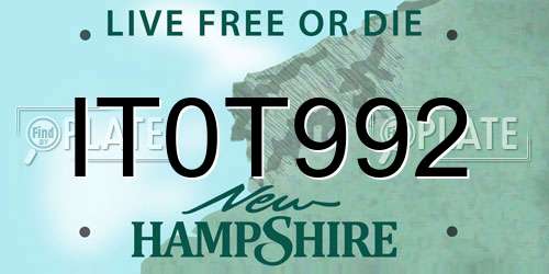IT0T992 New Hampshire License Plate