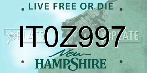 IT0Z997 New Hampshire License Plate