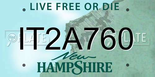 IT2A760 New Hampshire License Plate
