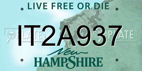 IT2A937 New Hampshire License Plate