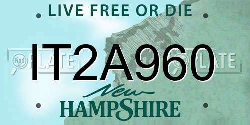 IT2A960 New Hampshire License Plate