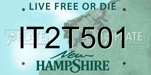 IT2T501 New Hampshire License Plate