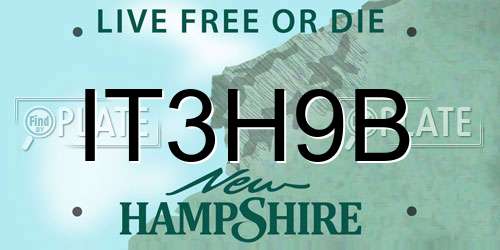 IT3H9B New Hampshire License Plate
