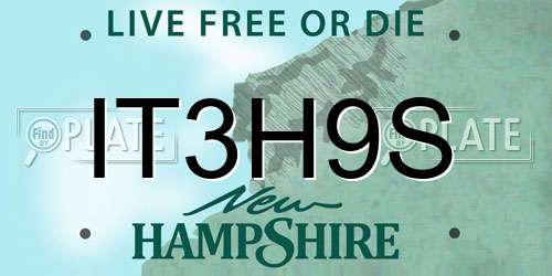 IT3H9S New Hampshire License Plate