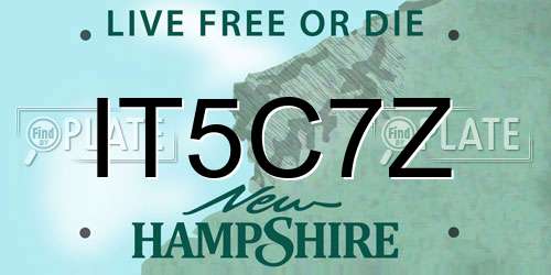 IT5C7Z New Hampshire License Plate