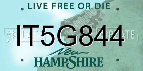 IT5G844 New Hampshire License Plate