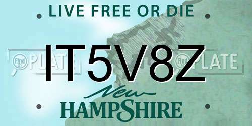 IT5V8Z New Hampshire License Plate