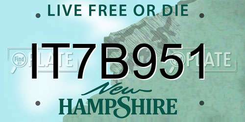 IT7B951 New Hampshire License Plate