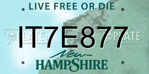 IT7E877 New Hampshire License Plate