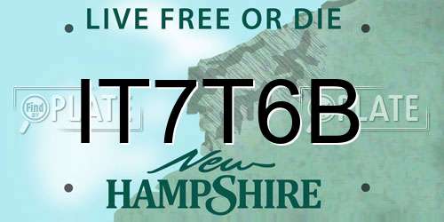 IT7T6B New Hampshire License Plate