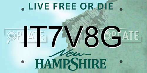 IT7V8G New Hampshire License Plate