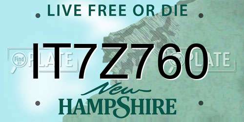 IT7Z760 New Hampshire License Plate