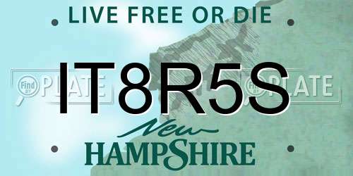 IT8R5S New Hampshire License Plate