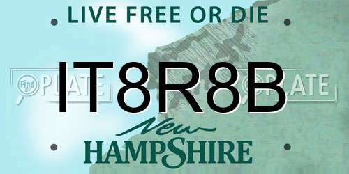 IT8R8B New Hampshire License Plate