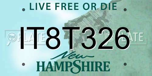 IT8T326 New Hampshire License Plate