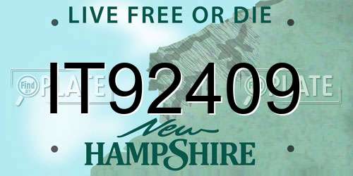 IT92409 New Hampshire License Plate