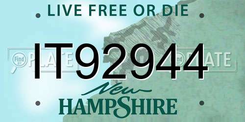 IT92944 New Hampshire License Plate