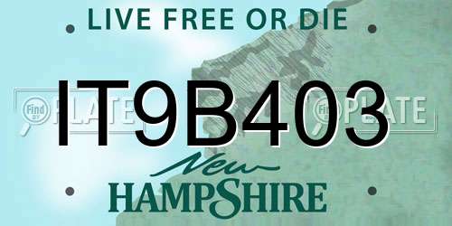 IT9B403 New Hampshire License Plate
