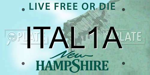 ITAL1A New Hampshire License Plate