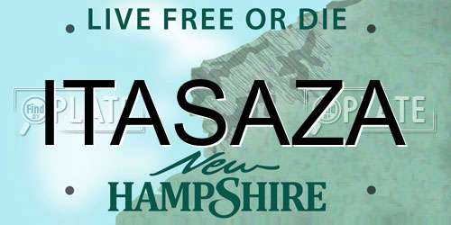 ITASAZA New Hampshire License Plate