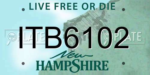 ITB6102 New Hampshire License Plate