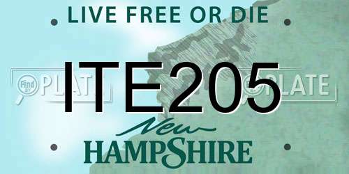 ITE205 New Hampshire License Plate