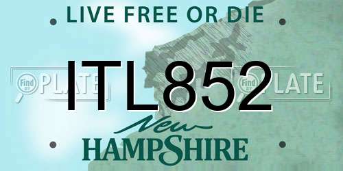 ITL852 New Hampshire License Plate