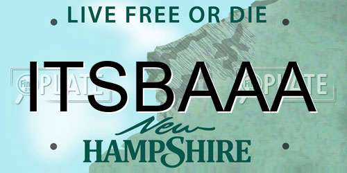 ITSBAAA New Hampshire License Plate