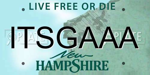 ITSGAAA New Hampshire License Plate