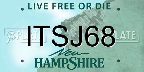 ITSJ68 New Hampshire License Plate