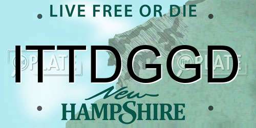 ITTDGGD New Hampshire License Plate