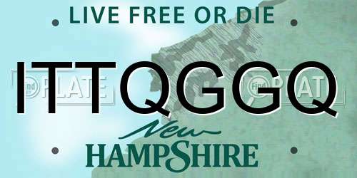 ITTQGGQ New Hampshire License Plate