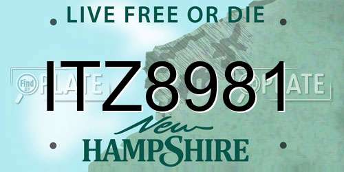 ITZ8981 New Hampshire License Plate