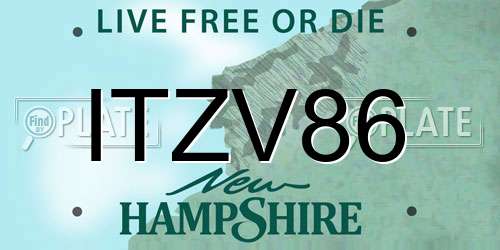 ITZV86 New Hampshire License Plate