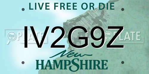 IV2G9Z New Hampshire License Plate