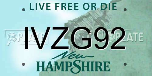 IVZG92 New Hampshire License Plate